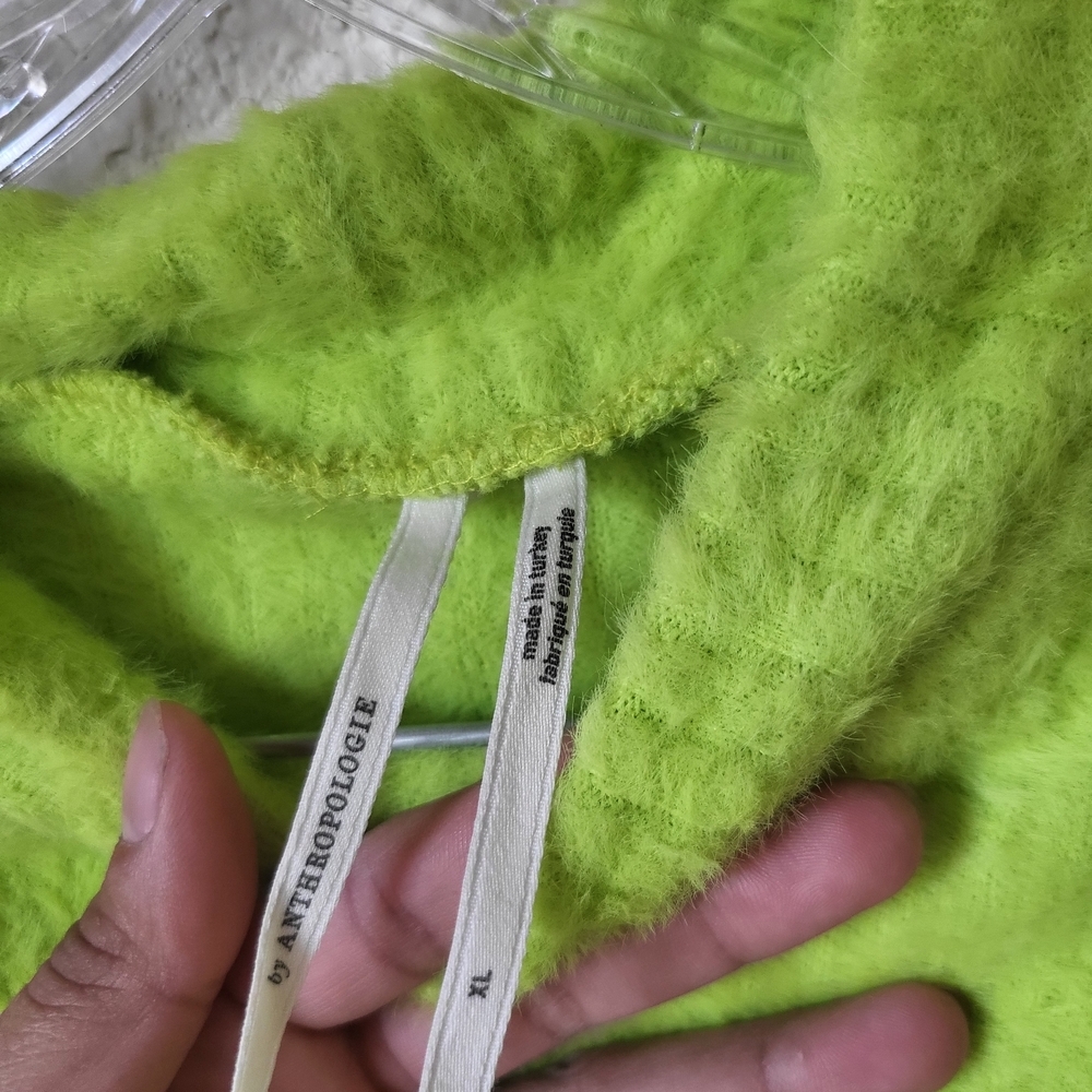 Anthropologie Neon Green Textured Sweatshirt - Picture 3 of 5